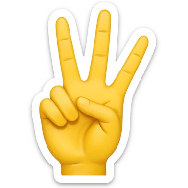 minimalist peace sign hand emoji, yellow sticker