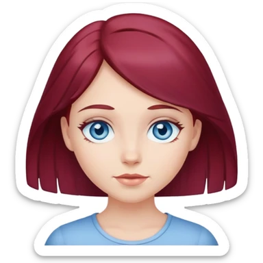 Blue eyed burgundy haired girl sticker