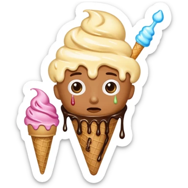 A person getting a ice cream but the ice cream is corrupted  sticker