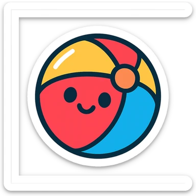 cute cartoon ball icon, rounded shapes, friendly appearance, glossy highlight, modern icon style sticker