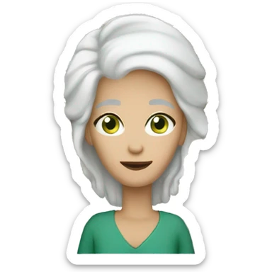 55 year old white woman white hair green eyes sticker