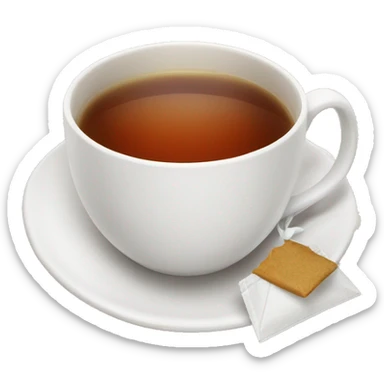 cup of tea cup on the plate with teabag next to it sticker