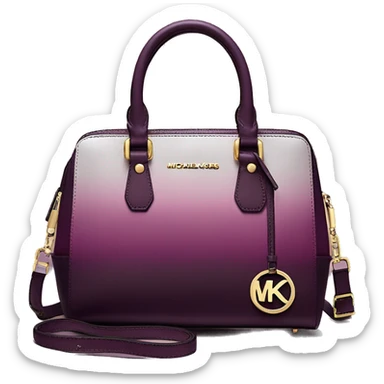 Realistic isolated plum purple to wine color ombre michael kors satchel purse.  sticker