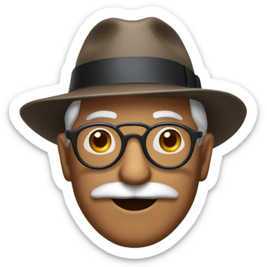 A grandfather with a fedora, a mustache, and a pair of goggles sticker