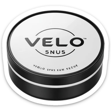 Create an emoji-style illustration of a regular VELO snus can. The can should be round, sleek, and minimalistic, with a white plastic lid and the VELO logo clearly visible. Keep the design clean and simple, matching typical emoji aesthetics, with subtle shadows and a smooth 3D look. sticker
