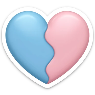 a heart with pastel blue on one side and pastel pink on the other sticker