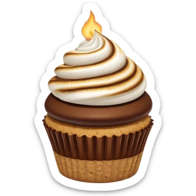 S’mores cupcake with chocolate and graham cracker sticker