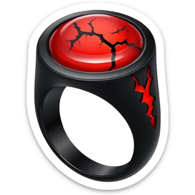 iOS sticker, cursed ring, black shades, red crack, minimal sticker