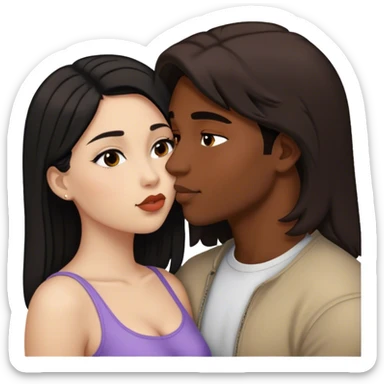 two girls and 1 guy kissing sticker