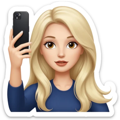 White woman gorgeous make up long hair taking selfie  sticker