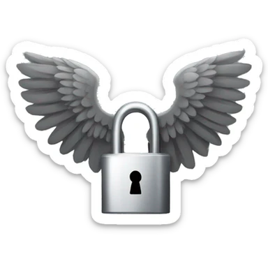 a lock with wings and muscular arms sticker