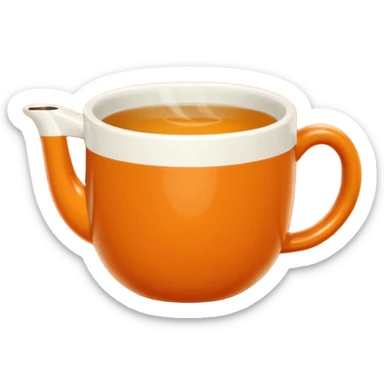 Hermès-style ceramic cup of tea with classic design, Hermès orange and gold, luxury, cute emoji style sticker