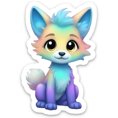 Adorable innocent cute gradient-Sparkle-nebula-fursona anthropomorphic furry full body sticker