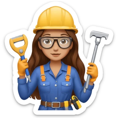 beautiful girl with long brown hair constructing new shower sticker