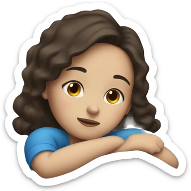 Dark brown haired girl with blue eyes sleeping  sticker