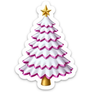 WHITE CHRISTMAS TREE WITH PINK BOWS AND GOLD TINSEL sticker