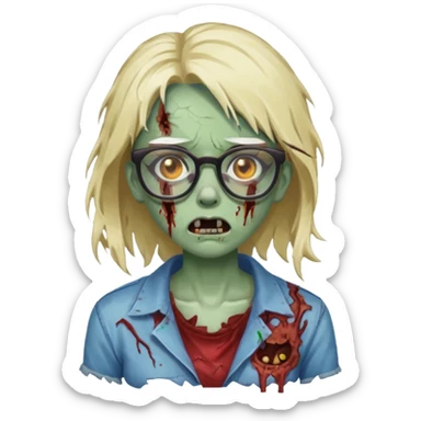 zombie with glasses girl sticker