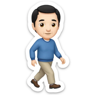 señor muy mayor pelo negro camina sin bigote sticker