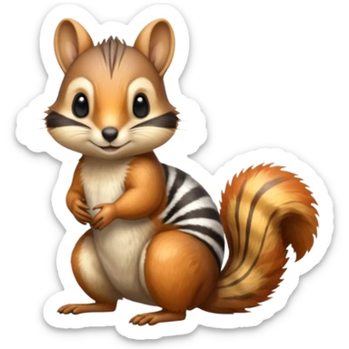 Colorful shiny hyper-realistic cute smooth soft fuzzy Squirrel-Numbat-hybrid (full body) sticker