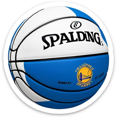 minimalist blue Spalding basketball with simple NBA logo, few colorful lines, clean design sticker