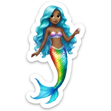 rainbow sparkle mermaid full body  sticker