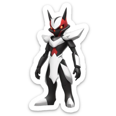  Cool Edgy Futuristic Black White Red Zangoose-Digimon-Medabot full body sticker