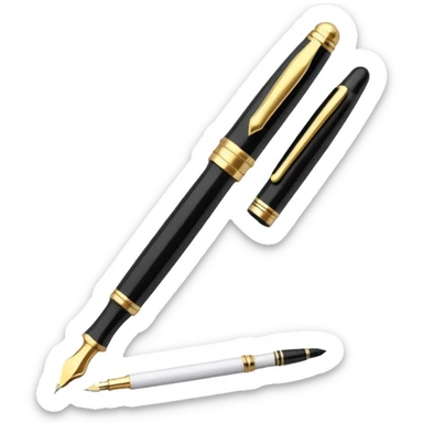 3D academic premium golden black Fountain Pe sticker