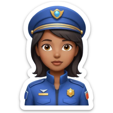 cute Black female spaceship captain portrait, head and shoulders only, futuristic uniform, captain badge, confident expression, 3D cartoon, mobile game icon style, clean background, no text, no watermark sticker