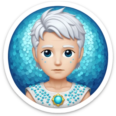 Uranus from Mythology with white hair, white sequin outfit sticker