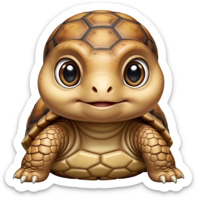 cinematic-baby tortoise-realistic--emoji,,-cute-wise-face-peering-ahead-with-calm-determination,-cute large-eyes-reflecting-centuries of wisdom, sticker