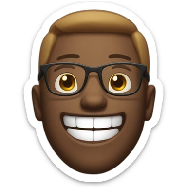 brawn hait guy with glasses laughing sticker