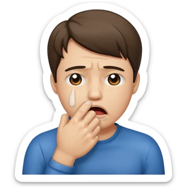 Crying emoji with fist covering mouth  sticker