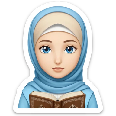 Turkish blonde Lila design Hijabi girl with blue eyes and beautiful finish reading quran sticker