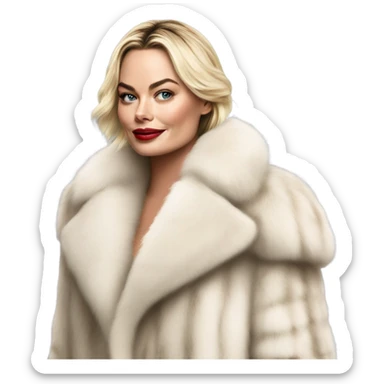 Margot Robbie in fur coat  sticker