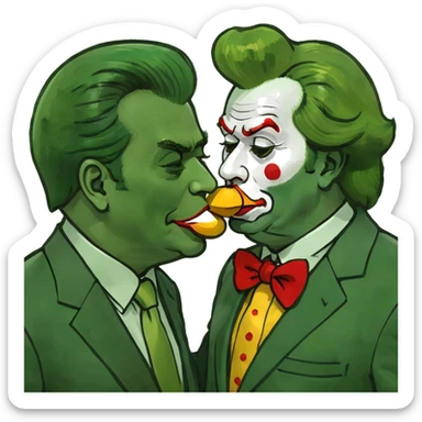 Donald trump kissing Ronald McDonald  sticker