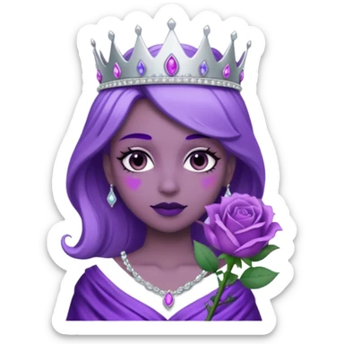 Purple rose flower with silver tiara sticker