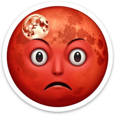 a red moon with no eyes or mouth   just pure terror  sticker