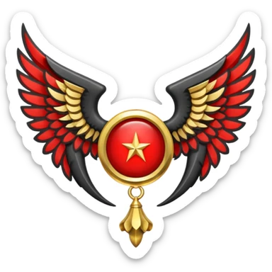 Holy Emblem with black wings and horn and red in the middle sticker