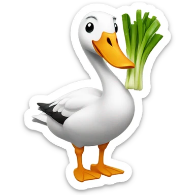 Goose holding a leek sticker
