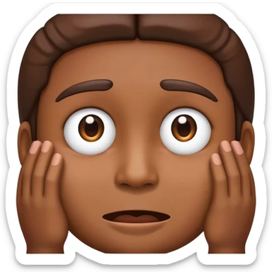a face emoji, looking at the other with both hands next to his face.  sticker