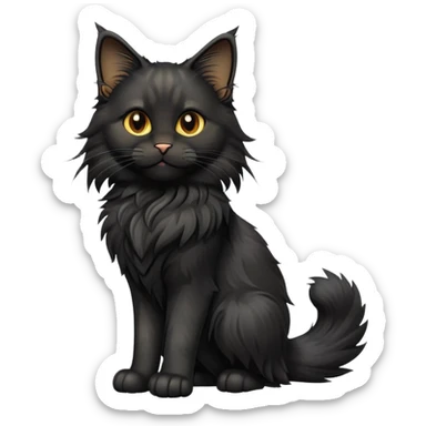 cinematic-cute black-maine-coon-cat-full-body-on all fours-emoji,-head-tilted-playfully-and-inquisitively,-sleek--black-fur,-simplified-yet-adorable-features,-highly-detailed,-glowing-with-a-warm,-friendly-glow -simplified-yet-realistic sticker