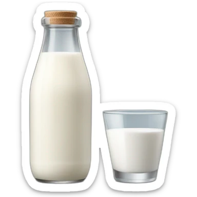 a bottle of milk dropping milk in a glass sticker
