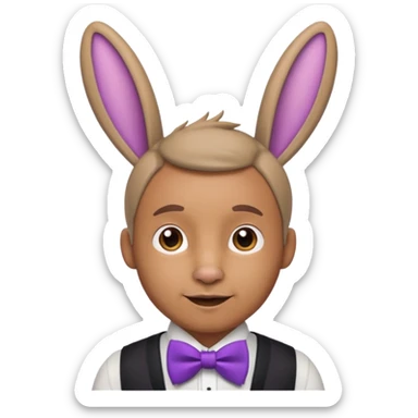 Rabbit ears and purple bowtie wearring man sticker