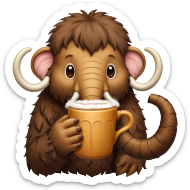 A mammoth who drinks a hot chocolate sticker
