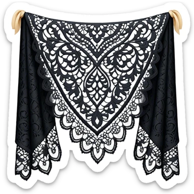 A simple black lace shawl with a delicate design sticker