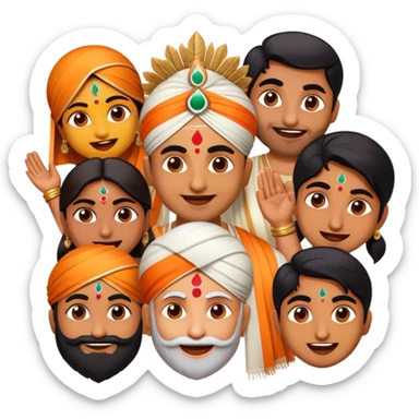Cinematic Realistic Bollywood Pop Culture Emoji, featuring an energetic portrayal of Indian cinema rendered with dynamic textures and lively, colorful lighting. sticker