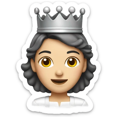 A white female cook wearing a crown sticker