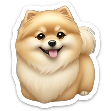 cream pomeranian hugging girl with bangs sticker