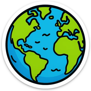 cartoonish planet earth sphere with bright colors, no background sticker