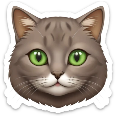 brownish gray cat with green eyes close together sticker